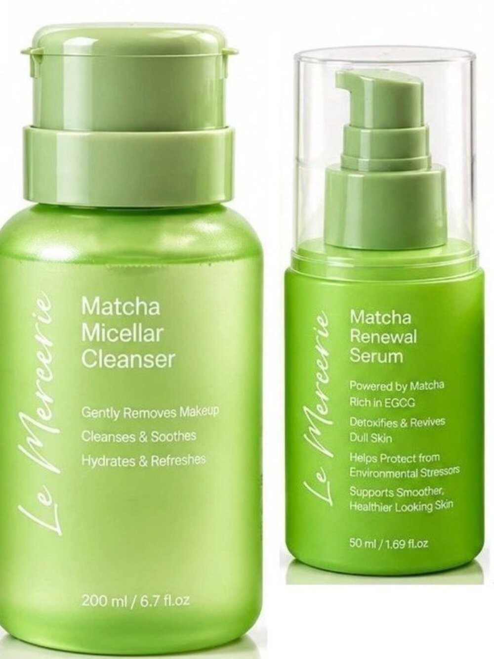 Le Mercerie Matcha Micellar Cleanser & Matcha Renewal Serum Skincare Set, 8.39 f